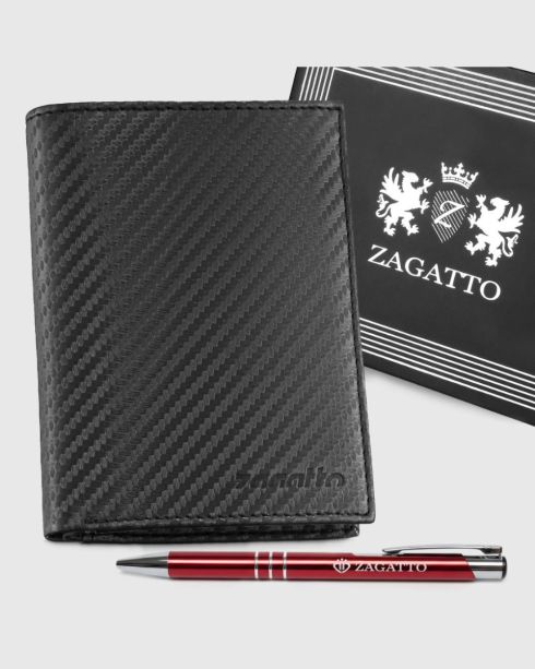 Men's vertical leather wallet ‘carbon’ ZG-N4-F17 RFID Secure