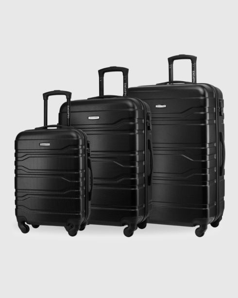 Set of 3 travel suitcases: small, medium, large, black, ZG503 ABS ABC Black