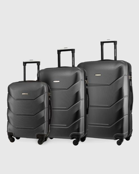 Set of 3 travel suitcases: small, medium, large, graphite, ZG504 ABS ABC Graphite