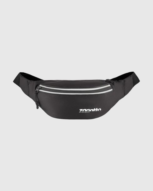 Black sports waist bag with reflective stripe ZG748 - thumbnail