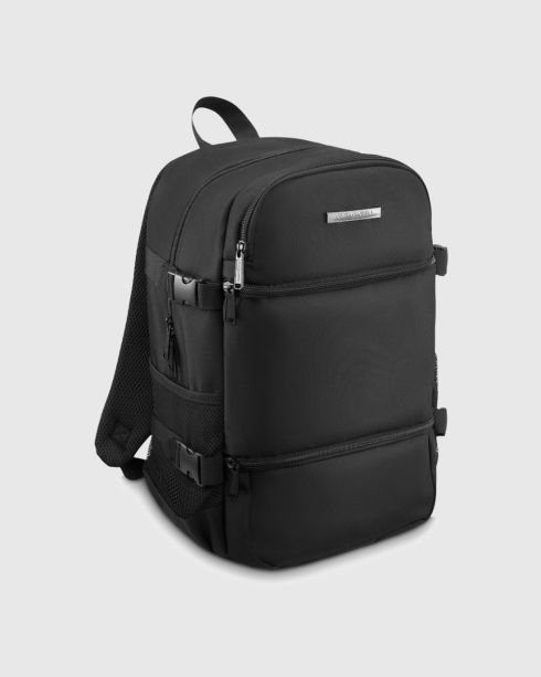 Black travel backpack for airplane 40x20x25 ZG847 - Thumbnail