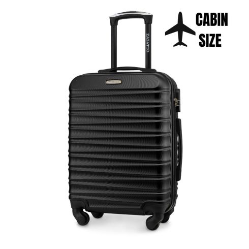 Cabin suitcase on wheels 55x40x20, black, ZG501 ABS C Black