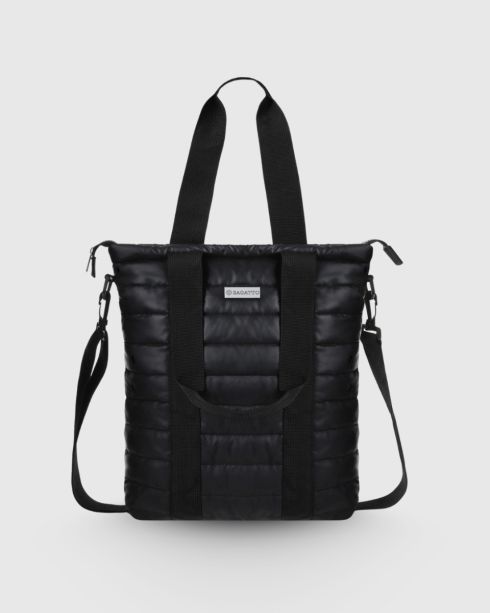 Black quilted bag with shoulder strap ZG739