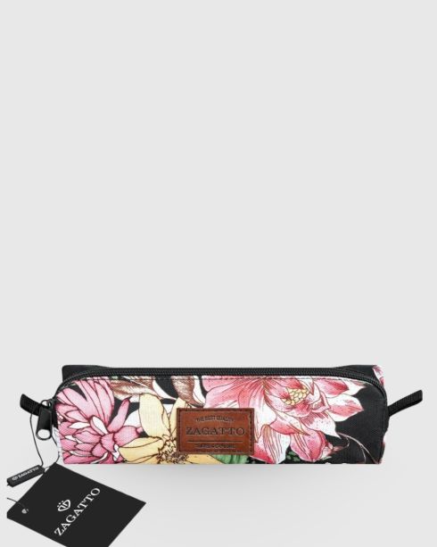 Zagatto ZG78 pink floral pencil case - thumbnail