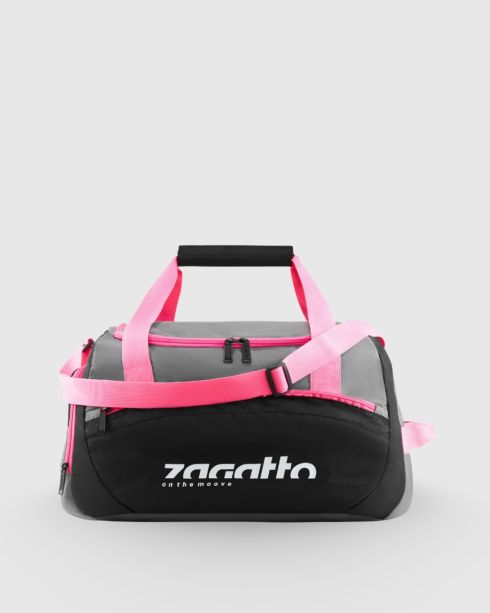 Women's sports bag, black with pink details, ZG819