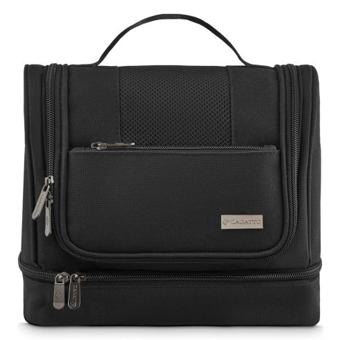 Large black cosmetic bag with hanging hook and waterproof pocket ZG831