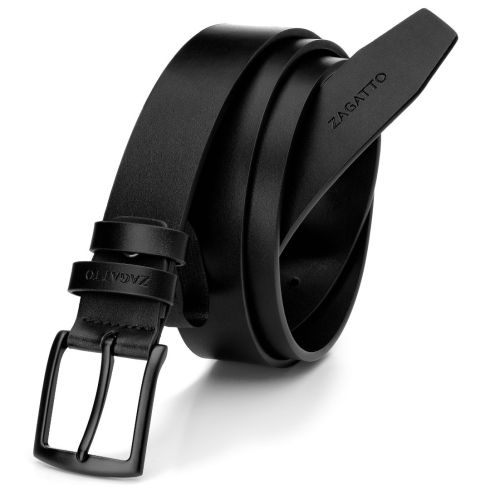 Men's leather belt, black, ZG-941