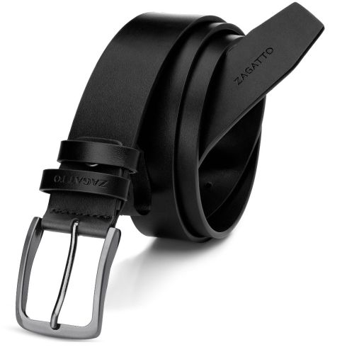 Men's leather belt, black, ZG-943