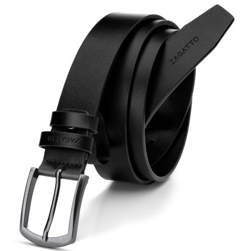 Men's leather belt, black, ZG-944