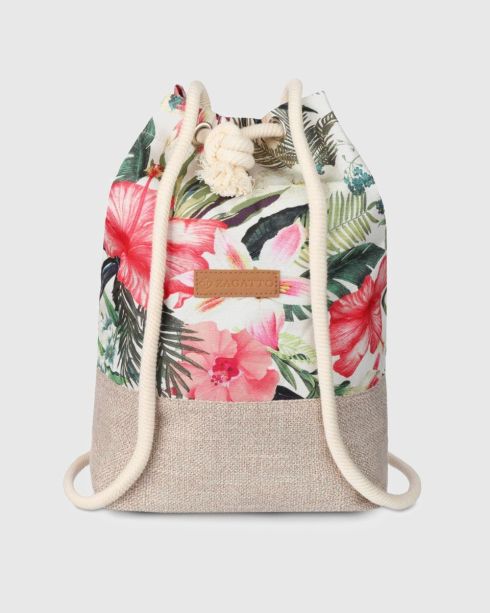 Women's backpack, beige, with floral pattern, "Marsilia", ZG668