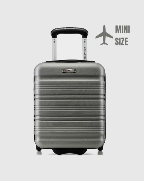 Cabin suitcase on wheels 40x30x20, silver-gray, ZG508 ABS MINI S.GRAY