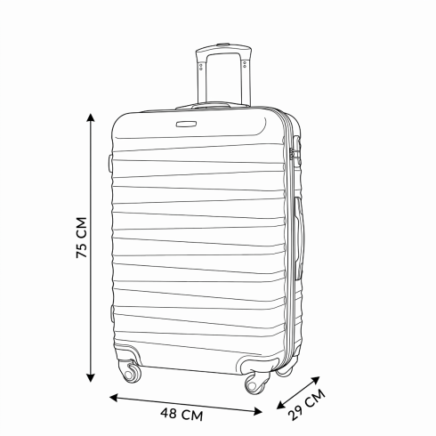 Large wheeled suitcase, 75x48x29, black, ZG501 ABS A Black