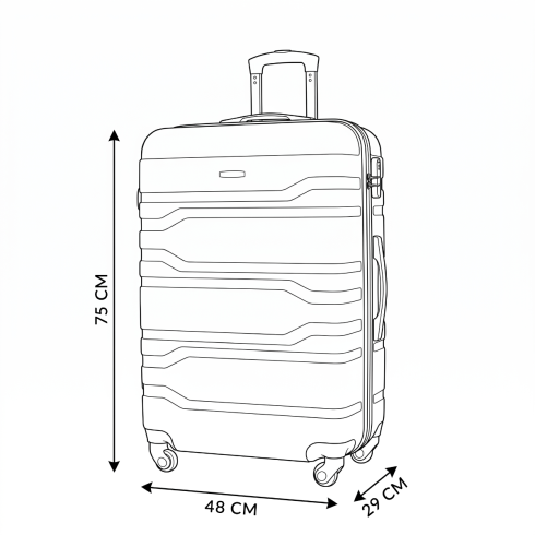Large wheeled suitcase, 75x48x29, black, ZG503 ABS A Black