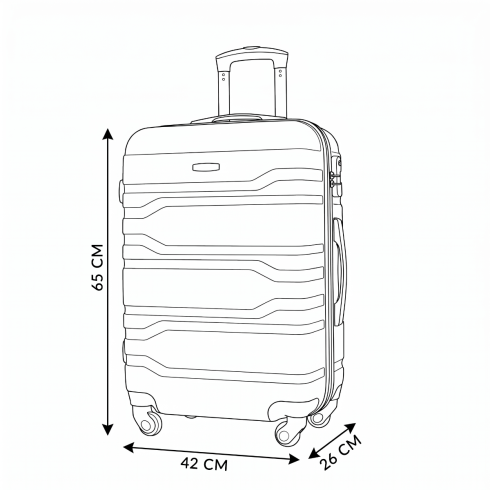 Medium wheeled suitcase, 65x42x26, black, ZG503 ABS B Black