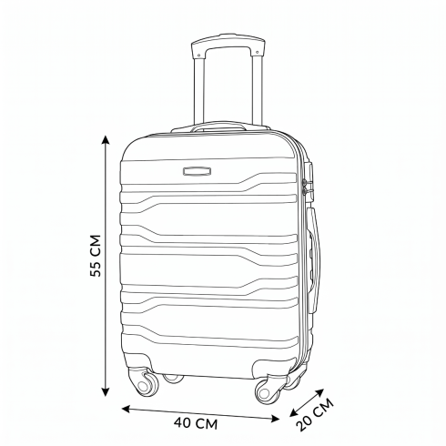 Cabin suitcase on wheels 55x40x20, black, ZG503 ABS C Black