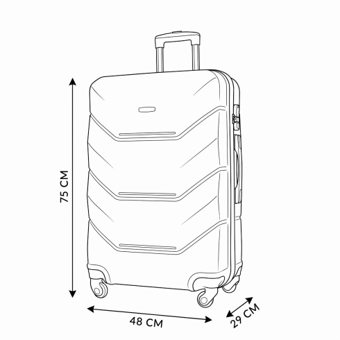 Large suitcase on wheels, 75x48x29, graphite, ZG504 ABS A Graphite