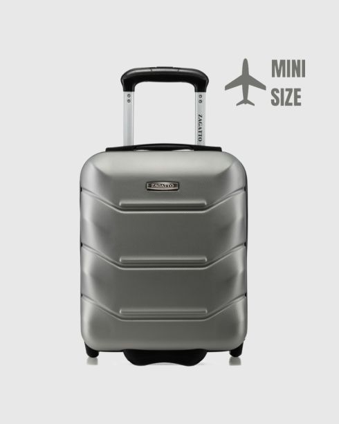 Cabin suitcase on wheels 40x30x20, silver-gray, ZG507 ABS MINI Gray