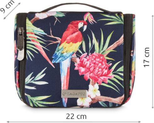 Cosmetic bag in floral pattern, with hanging hook and mirror “Rio” ZG732