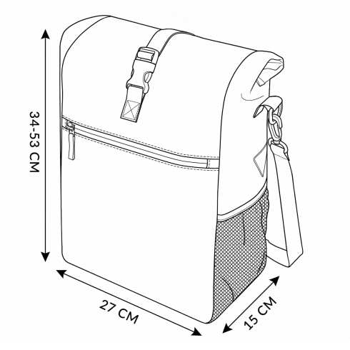 Black bicycle side pannier, for rack, “On the Move” ZG735
