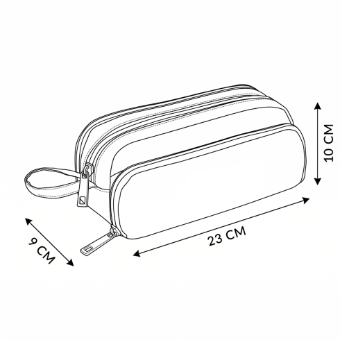 Three compartment school pencil case in black with white dots ZG797
