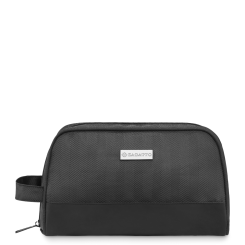 Black herringbone zippered cosmetic bag ZG840 - thumbnail