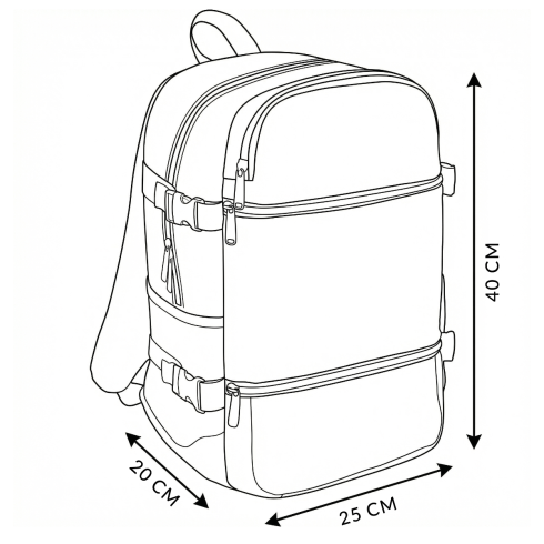 Black travel backpack for airplane 40x20x25 ZG847