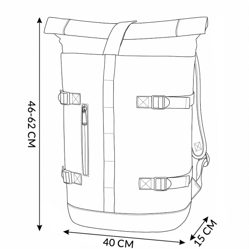 Bicycle backpack, black, rolltop ZG862