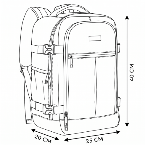 Black airplane backpack 40x25x20 ZG930